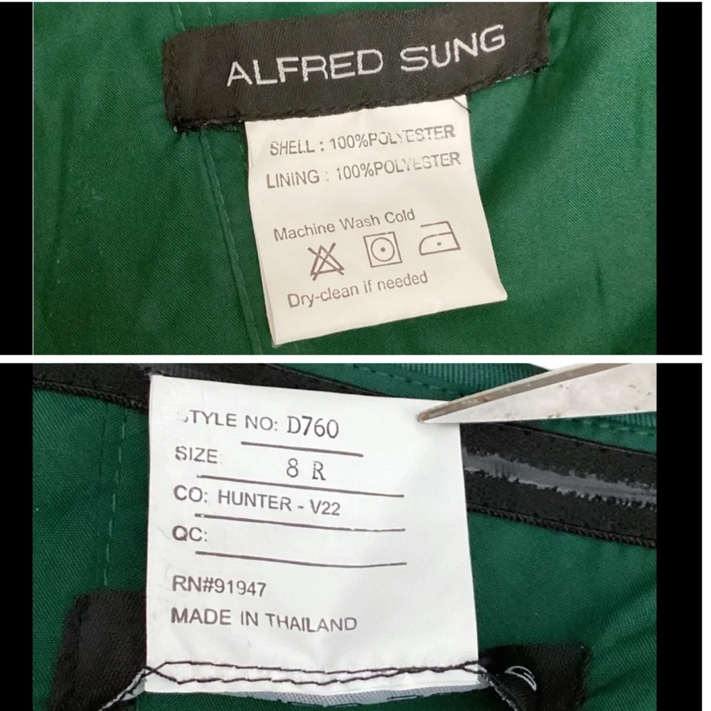 NWT Alfred Sung Off-the-Shoulder Gown Size 8 in Green Satin - Picture 13 of 15